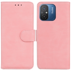 Xiaomi Redmi 12C Θήκη Βιβλίο Ροζ Skin Feel Pure Color Flip Phone Case Pink