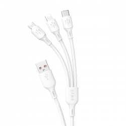 Dudao L8A Regular USB to Lightning / Type-C / micro USB Cable Λευκό 1.2m