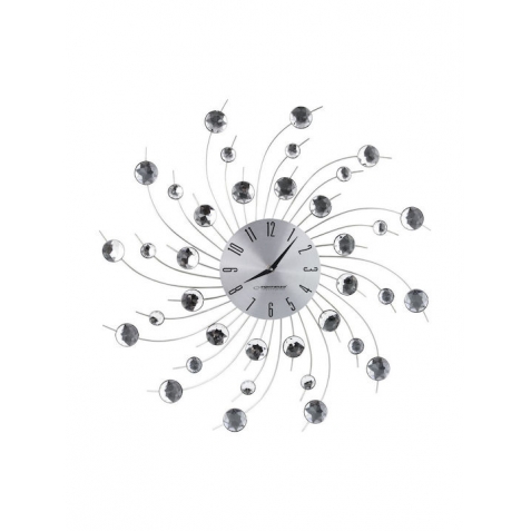Esperanza Geneva 3D Ρολόι Τοίχου Μεταλλικό Ασημί 50cm