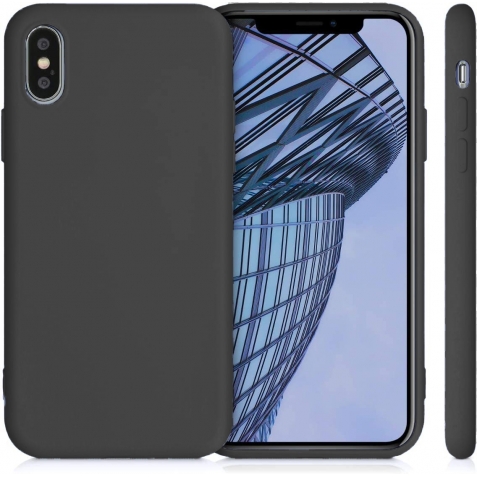 iPhone X / XS Θήκη Σιλικόνης Μαύρη Soft Touch Silicone Rubber Soft Case Black