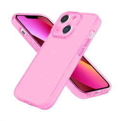 iPhone 14 Plus Θήκη Σιλικόνης Ροζ Silicone Fine Hole Phone Protective Case Shining Pink