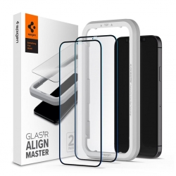 iPhone 12 / 12 Pro Spigen (x2.Pack) GLAS.tR ALIGNmaster Full Cover HD Premium Tempered Glass Screen Protector Black AGL01802