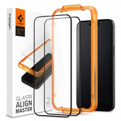 iPhone 15 / 15 Pro Spigen (x2.Pack) GLAS.tR ALIGNmaster Full Cover HD Premium Tempered Glass Screen Protector Black AGL06906