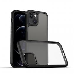 iPhone 13 mini Διάφανη Σκληρή Θήκη Σιλικόνης Με Μαύρο Περίγραμμα Shockproof TPU + PC Protective Clear Case Black