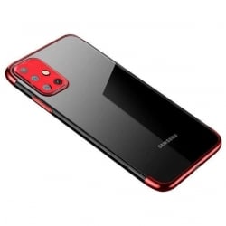 Samsung Galaxy A72 4G / A72 5G Θήκη Σιλικόνης Διάφανη - Κόκκινη Clear Color Case Gel TPU Electroplating Frame Cover Red