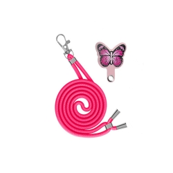 Λουράκι Λαιμού Universal Θήκης Smartphone Neck Strap With Hook And Emoji Butterfly Pink
