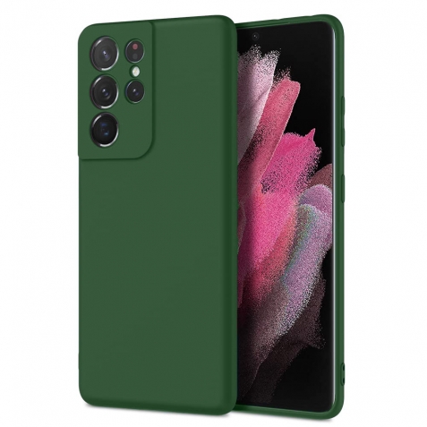 Samsung Galaxy S21 Ultra 5G Θήκη Σιλικόνης Πράσινο Soft Touch Silicone Rubber Soft Case Green