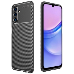 Samsung Galaxy A15 5G / A15 4G Θήκη Σιλικόνης Μα΄ύρη Brushed Texture Carbon Fiber TPU Phone Case Black