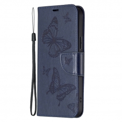Xiaomi Redmi Note 13 Pro 5G / Poco X6 5G Θήκη Βιβλίο Μπλε Embossing Two Butterflies Pattern Phone Case Blue