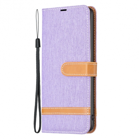 Xiaomi Redmi Note 13 Pro Plus 5G Θήκη Βιβλίο Μωβ Color Block Denim Texture Phone Case Purple