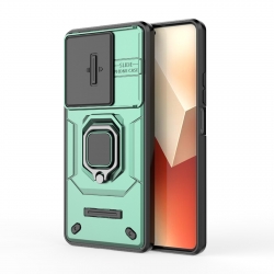 Xiaomi Redmi Note 13 5G Θήκη Πράσινο Με Σταντ Sliding Camshield TPU + PC Shockproof Phone Case with Holder Green