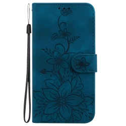 Xiaomi Redmi Note 13 4G Θήκη Βιβλίο Μπλε Σκούρα Κρίνα Lily Embossing Horizontal Flip Case Dark Blue