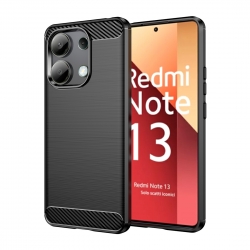 Xiaomi Redmi Note 13 4G Θήκη Σιλικόνης Μα΄ύρη Brushed Texture Carbon Fiber TPU Phone Case Black
