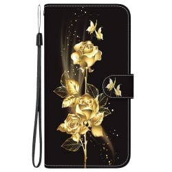 Xiaomi Redmi Note 13 Pro 4G / Poco M6 Pro 4G Θήκη Βιβλίο Colored Drawing Phone Case Gold Butterfly Rose