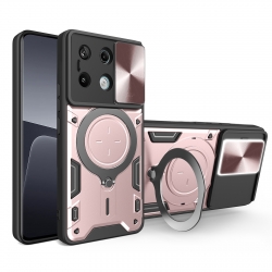 Xiaomi Redmi Note 13 Pro 5G / Poco X6 5G Θήκη Ροζ Με Σταντ Sliding Camshield Card Phone Case Pink