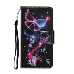 Samsung Galaxy A15 5G / A15 4G Θήκη Βιβλίο Colored Drawing Pattern Phone Case Fluorescent Butterfly