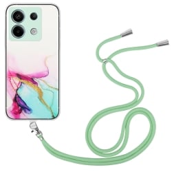Xiaomi Redmi Note 13 Pro 5G / Poco X6 5G Θήκη Σιλικόνης Μάρμαρο Πράσινο Με Λουράκι Hollow Marble Case with Neck Strap Rope