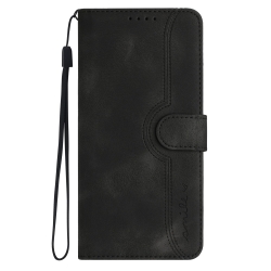 Xiaomi Redmi Note 13 4G Θήκη Βιβλίο Μαύρο Heart Pattern Skin Feel Flip Phone Case with Lanyard Black