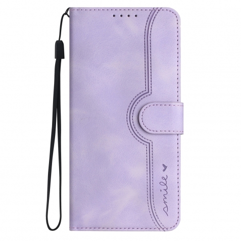 Xiaomi Redmi Note 13 4G Θήκη Βιβλίο Μωβ Heart Pattern Skin Feel Flip Phone Case with Lanyard Purple
