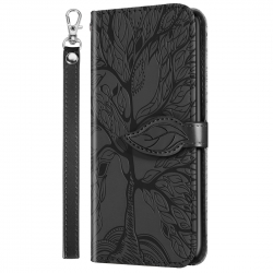 Samsung Galaxy A25 5G / A24 5G/4G Θήκη Βιβλίο Μαύρο Life Tree Embossing Pattern Phone Case Black