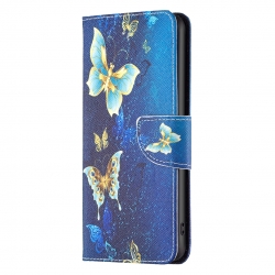 Xiaomi Redmi Note 13 Pro 5G / Poco X6 5G Θήκη Βιβλίο Colored Drawing Pattern Phone Case Gold Butterfly
