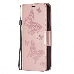 Xiaomi Redmi Note 13 Pro 5G / Poco X6 5G Θήκη Βιβλίο Ροζ - Χρυσό Two Butterflies Embossing Phone Case Rose - Gold