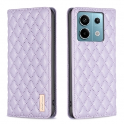 Xiaomi Redmi Note 13 Pro 5G / Poco X6 5G Θήκη Βιβλίο Μωβ Diamond Lattice Magnetic Flip Phone Case Purple