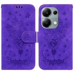 Xiaomi Redmi Note 13 Pro 4G / Poco M6 Pro 4G Θήκη Βιβλίο Μωβ Butterfly Rose Embossed Phone Case Purple