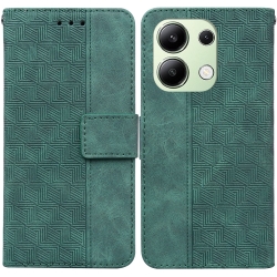 Xiaomi Redmi Note 13 4G Θήκη Βιβλίο Πράσινο Geometric Embossed Phone Case Green