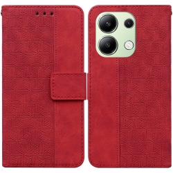 Xiaomi Redmi Note 13 4G Θήκη Βιβλίο Κόκκινο Geometric Embossed Phone Case Red