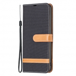 Xiaomi Redmi Note 13 Pro Plus 5G Θήκη Βιβλίο Μαύρο Color Block Denim Texture Phone Case Black