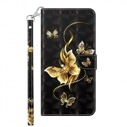 Xiaomi Redmi Note 13 4G Θήκη Βιβλίο 3D Painting Pattern TPU + PU Phone Case Golden Butterfly