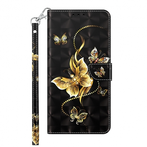 Xiaomi Redmi Note 13 4G Θήκη Βιβλίο 3D Painting Pattern TPU + PU Phone Case Golden Butterfly