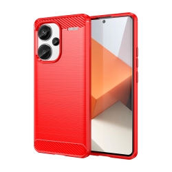 Xiaomi Redmi Note 13 Pro Plus 5G Θήκη Σιλικόνης Κόκκινο Brushed Texture Carbon Fiber TPU Phone Case Red