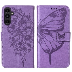 Samsung Galaxy A15 5G / A15 4G Θήκη Βιβλίο Mωβ Πεταλούδα Embossed Butterfly Phone Case Purple