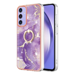 Samsung Galaxy A15 5G / A15 4G Θήκη Σιλικόνης Μάρμαρο Μωβ Electroplating Marble IMD TPU Phone Case Purple 002