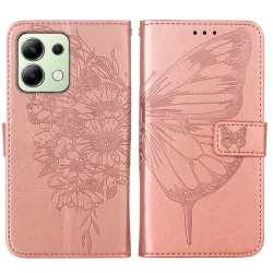 Xiaomi Redmi Note 13 4G Θήκη Βιβλίο Ροζ Χρυσό Πεταλούδα Embossed Butterfly Phone Case Rose Gold