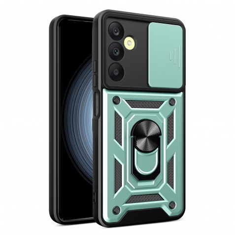Samsung Galaxy A25 5G Θήκη Πράσινη Με Σταντ Sliding Camera Cover Design TPU+PC Phone Case Green