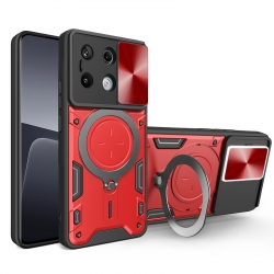 Xiaomi Redmi Note 13 Pro 5G / Poco X6 5G Θήκη Κόκκινη Με Σταντ Sliding Camshield Card Phone Case Red