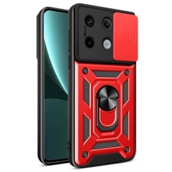 Xiaomi Redmi Note 13 Pro 5G / Poco X6 5G Θήκη Κόκκινο Με Σταντ Sliding Camera Cover Design TPU+PC Phone Case Red