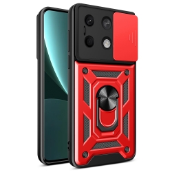 Xiaomi Redmi Note 13 5G Θήκη Κόκκινη Με Σταντ Sliding Camera Cover Design TPU+PC Phone Case Red