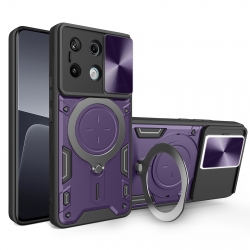 Xiaomi Redmi Note 13 Pro 5G / Poco X6 5G Θήκη Μωβ Με Σταντ Sliding Camshield Card Phone Case Purple
