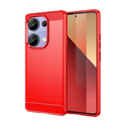 Xiaomi Redmi Note 13 Pro 4G / Poco M6 Pro 4G Θήκη Σιλικόνης Κόκκινο Brushed Texture Carbon Fiber TPU Phone Case Red