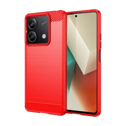 Xiaomi Redmi Note 13 5G Θήκη Σιλικόνης Κόκκινη Brushed Texture Carbon Fiber TPU Phone Case Red