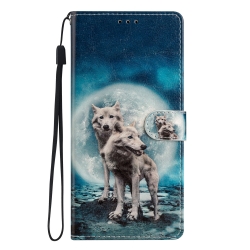 TCL 40 SE Θήκη Βιβλίο Colored Drawing Pattern Phone Case Twin Wolves