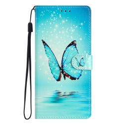 TCL 40 SE Θήκη Βιβλίο Colored Drawing Pattern Phone Case Blue Butterfly
