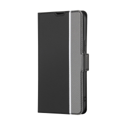 TCL 40 R 5G Θήκη Βιβλίο Μαύρο Twill Texture Side Buckle Phone Case Black