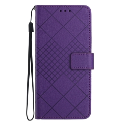 TCL 40 SE Θήκη Βιβλίο Μωβ Rhombic Grid Texture Phone Case Purple