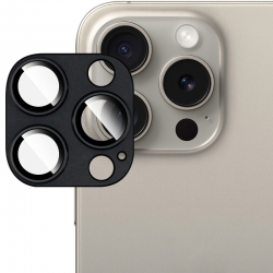 iPhone 15 Pro Max / 15 Pro Αντιχαρακτικό Τζάμι Προστασίας Πίσω Κάμερας IMAK Metal Armor Premium Camera Protector Film Black