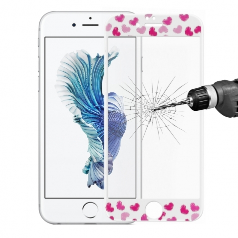 iPhone 6 / 6s 0.15mm "Καρδούλες" ENKAY Full Screen Ultra-thin 9H 3D Προστατευτικό Τζαμάκι Λευκό Tempered Glass